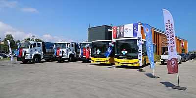2 otobüs ve 3 asfalt yama robotu